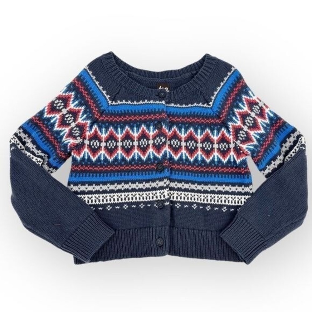 TEA Collection Children's NWT Cardigan Fair Isle Button-Up size S (4-5 Years) 4T